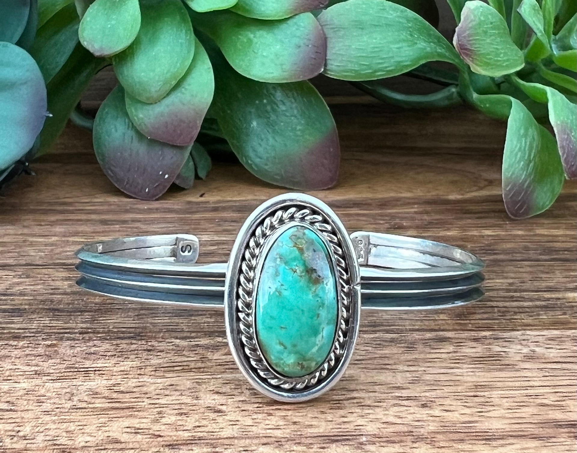 Navajo Natural Royston Turquoise & Sterling Silver Cuff Bracelet