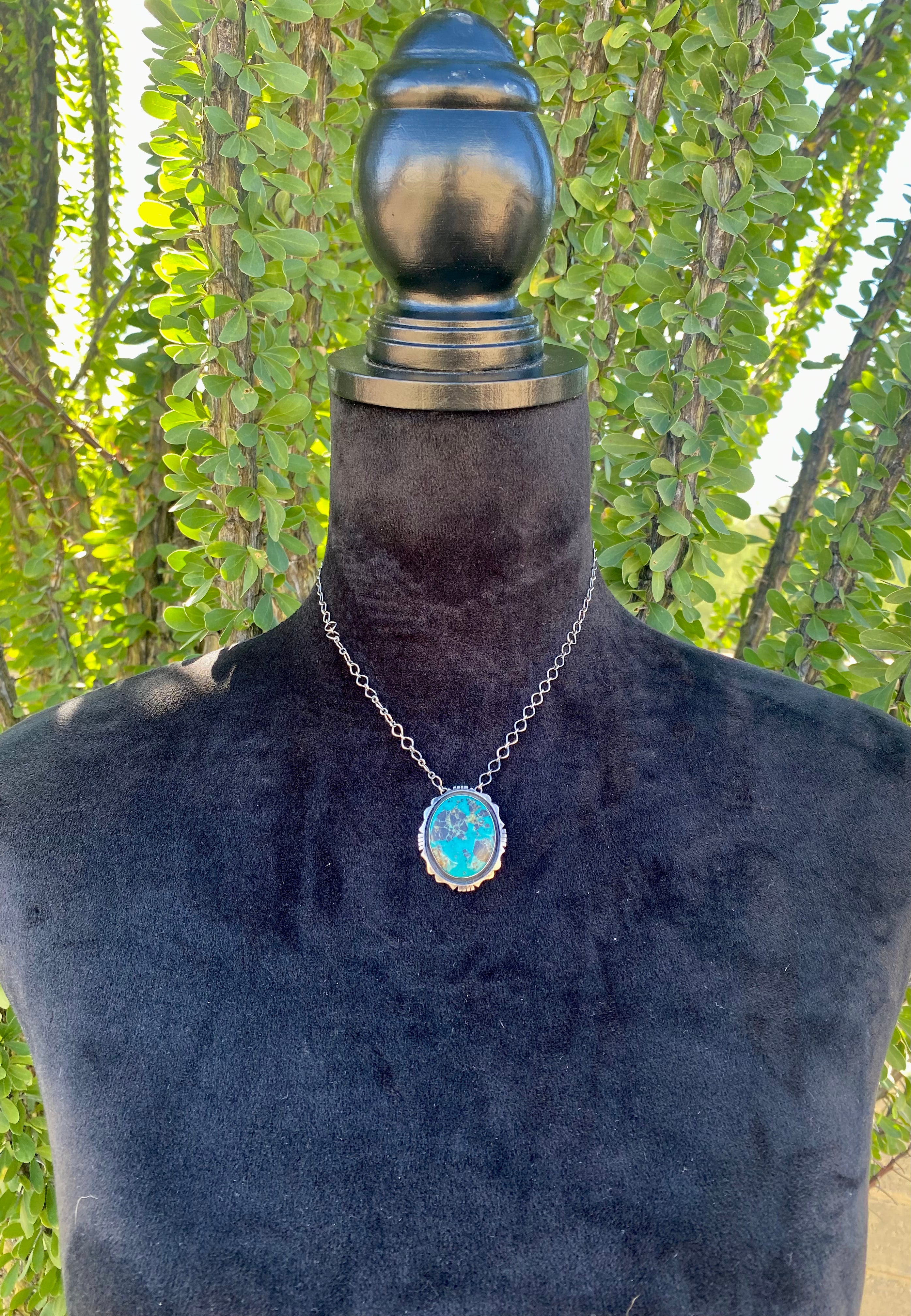 Eli Skeets Carico Lake Turquoise & Sterling Silver Necklace