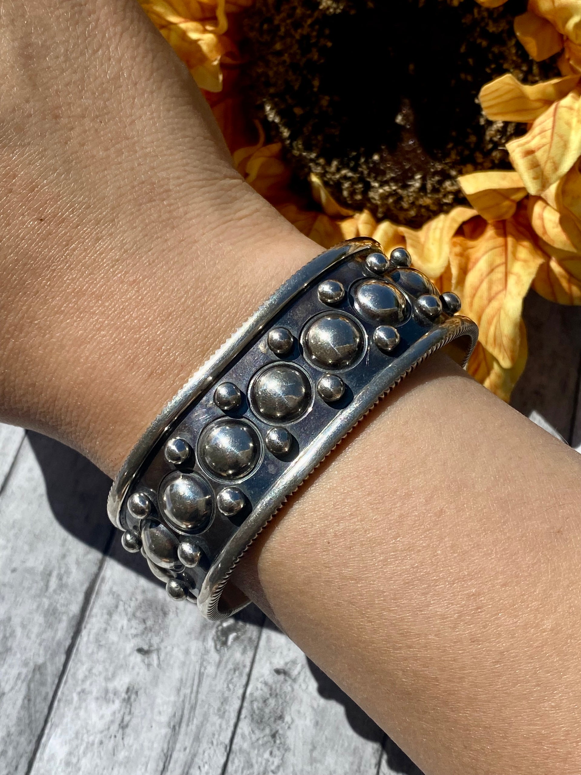 Vintage Ron Tom Navajo Made Sterling Silver Cuff Bracelet