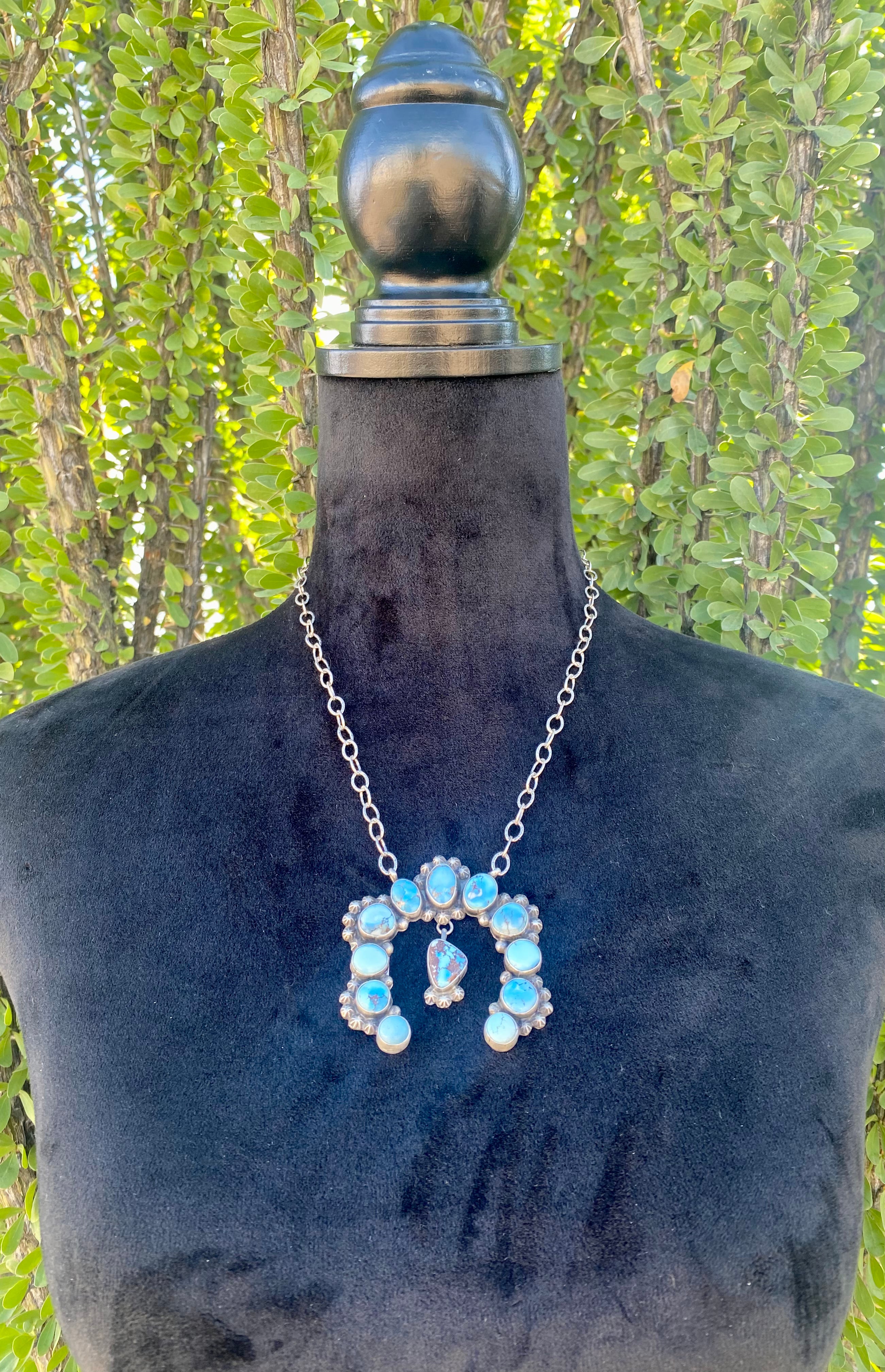 Marie Tsosie Golden Hill’s Turquoise & Sterling Silver Naja Necklace