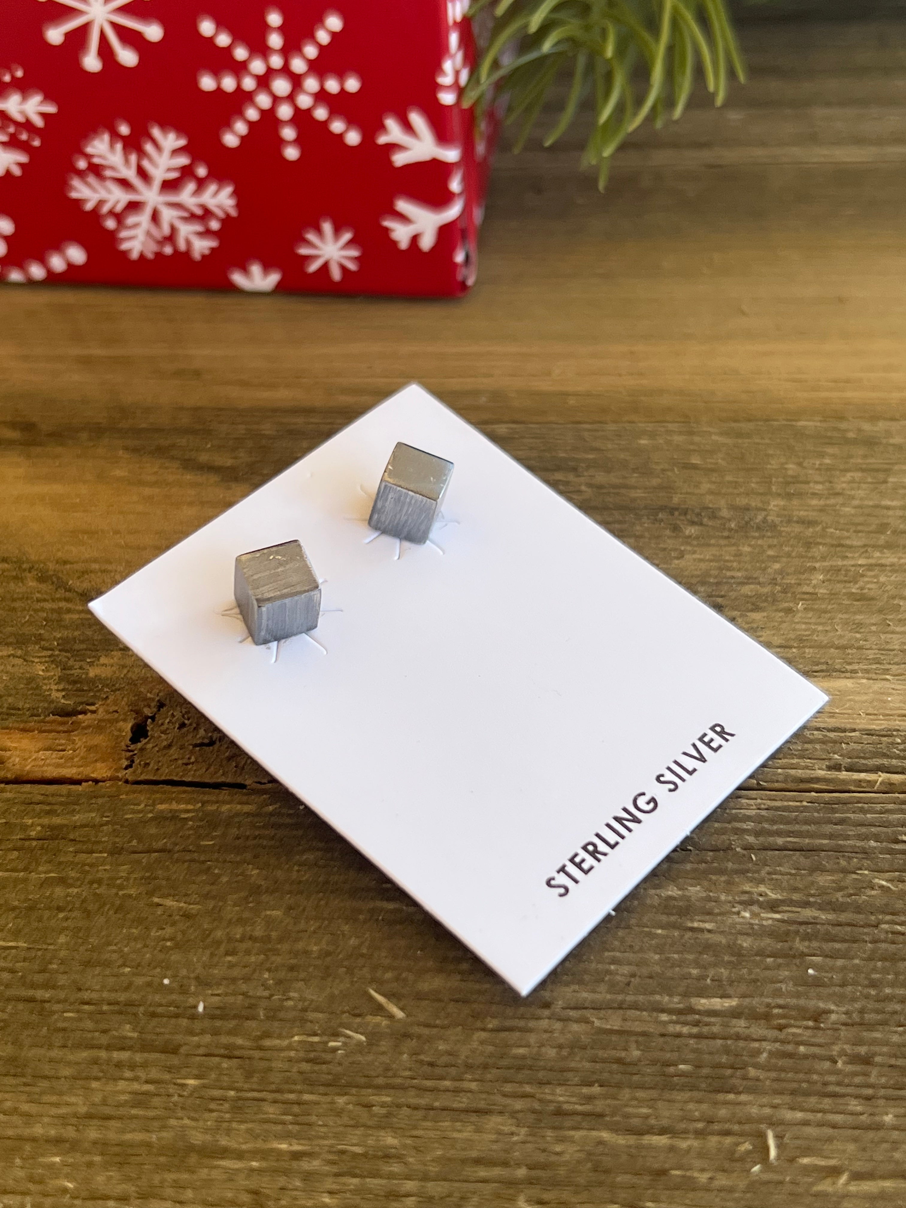 Navajo Made Sterling Silver Cubed Stud Earrings