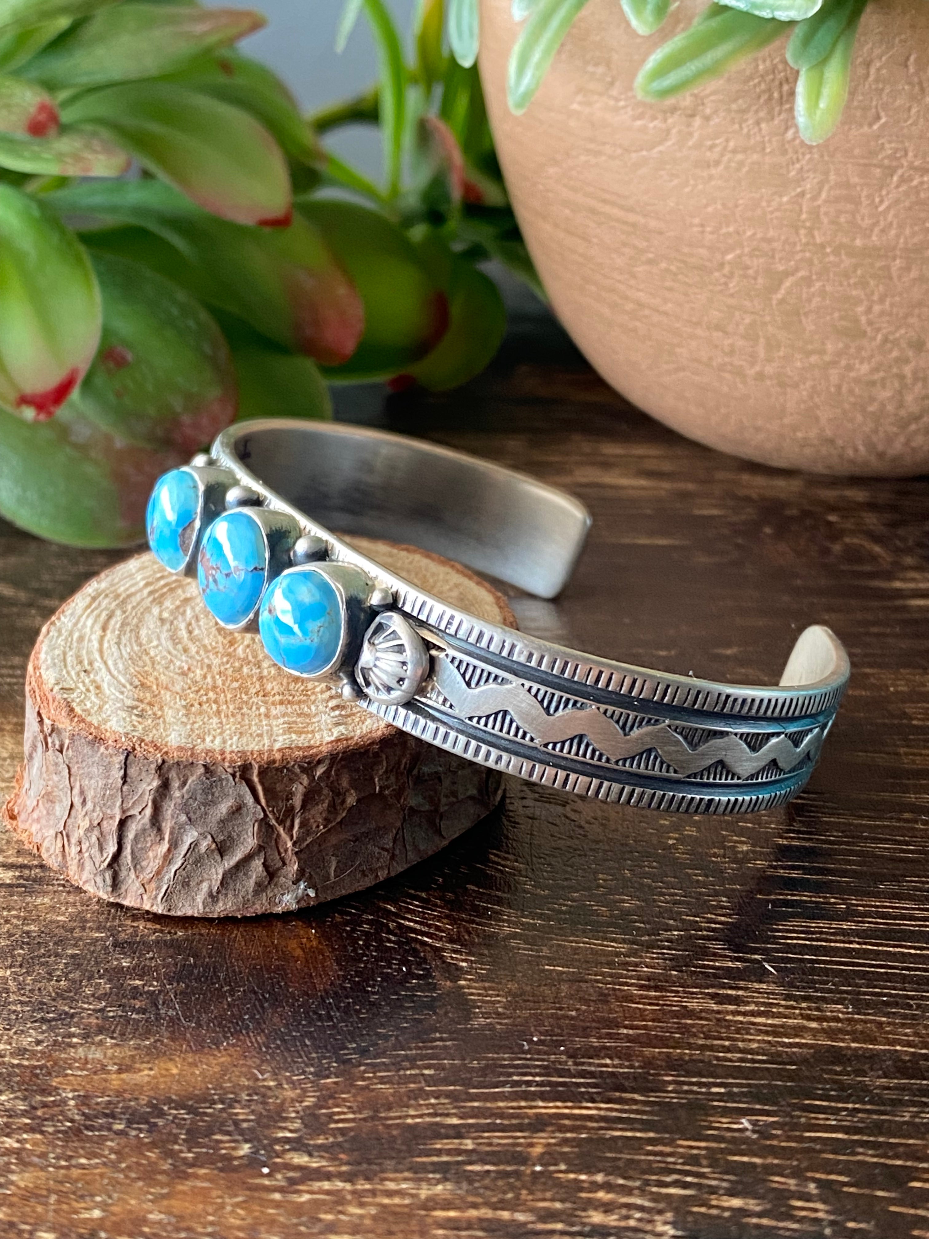 Francis Yazzie Golden Hill’s Turquoise & Sterling Silver Cuff Bracelet