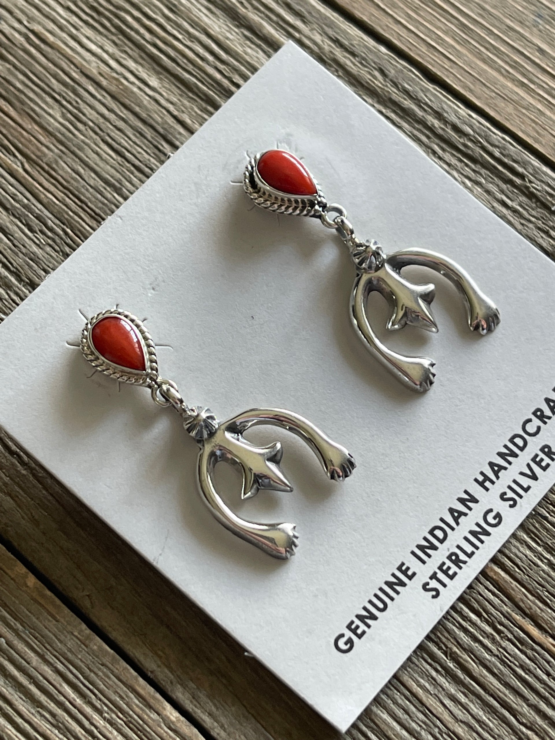 Annie Spencer Coral & Sterling Silver Naja Post Earrings