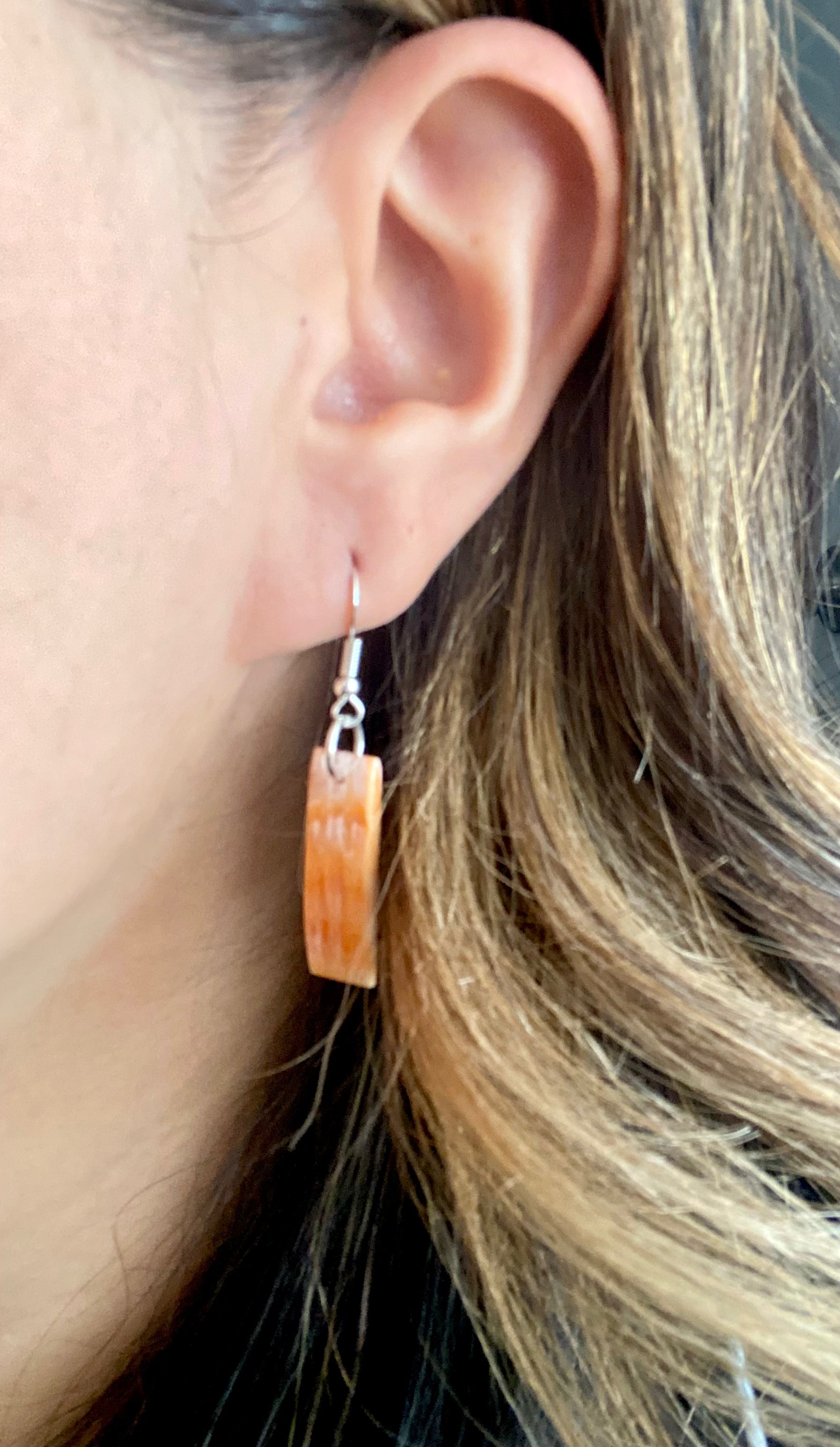 Navajo Made Spiny Oys & Sterling Silver Slab Dangle Earrings