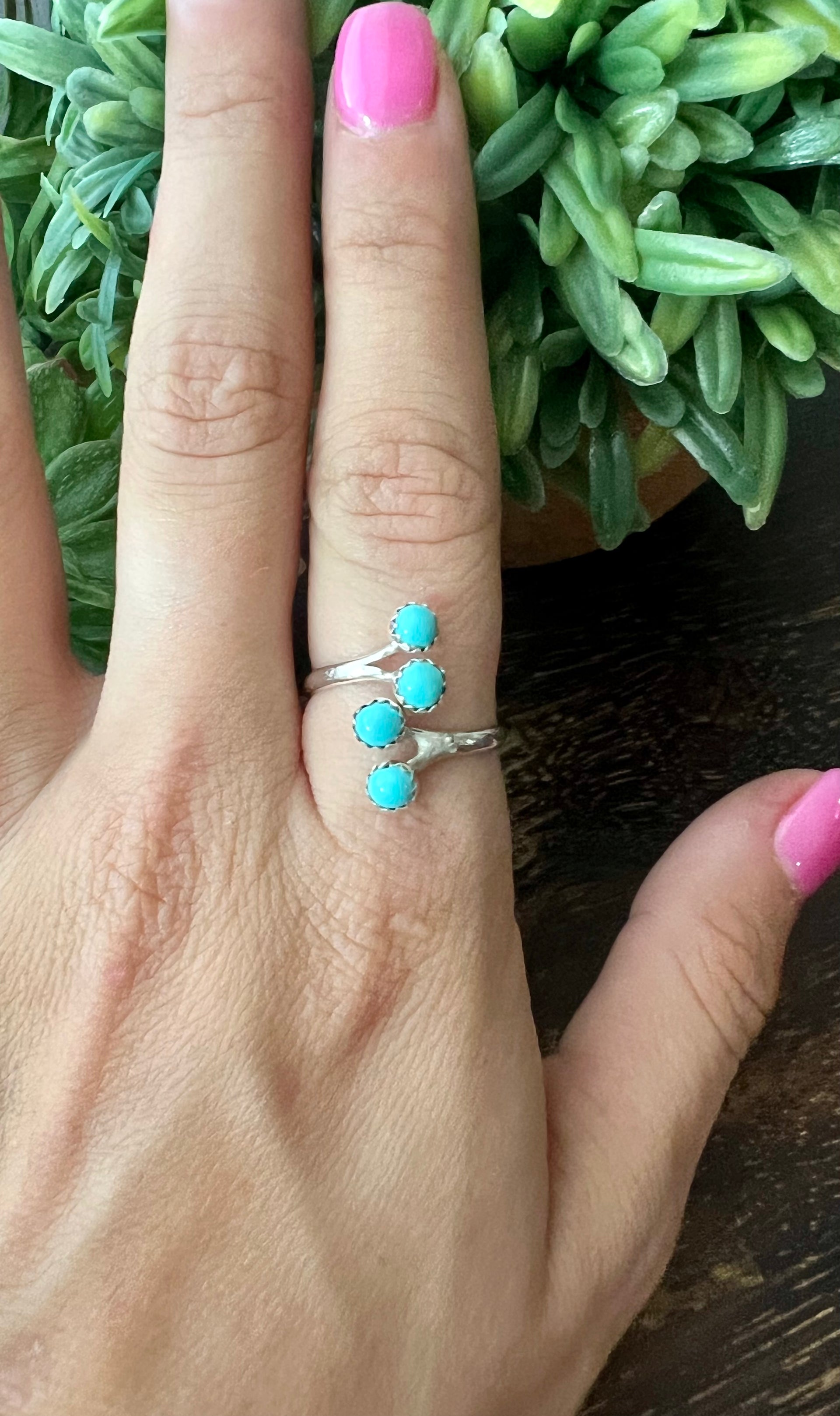 Navajo Made Turquoise & Sterling Silver Adjustable Rings