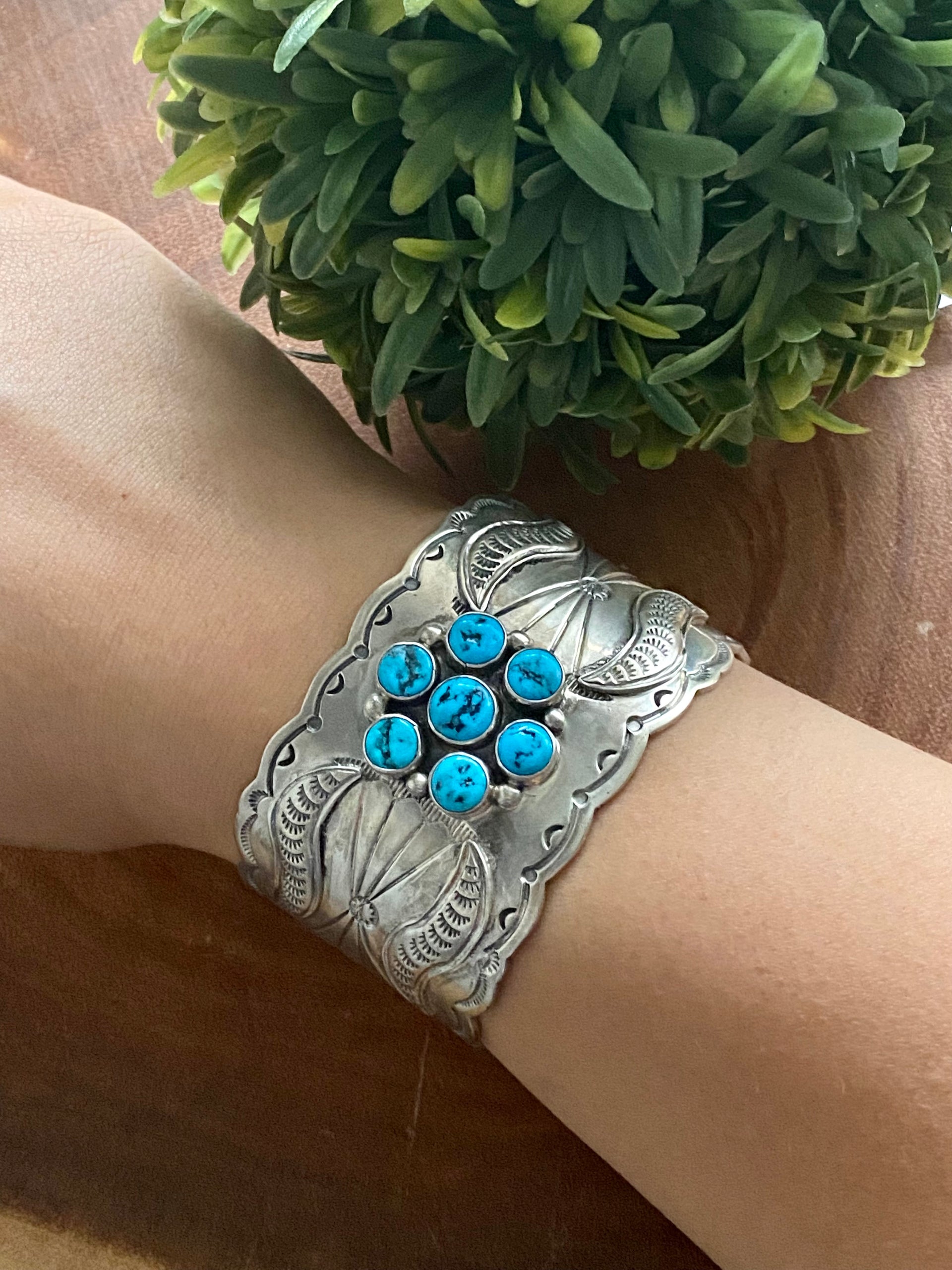 Sheila Tso Kingman Turquoise & Sterling Silver Cuff Bracelet