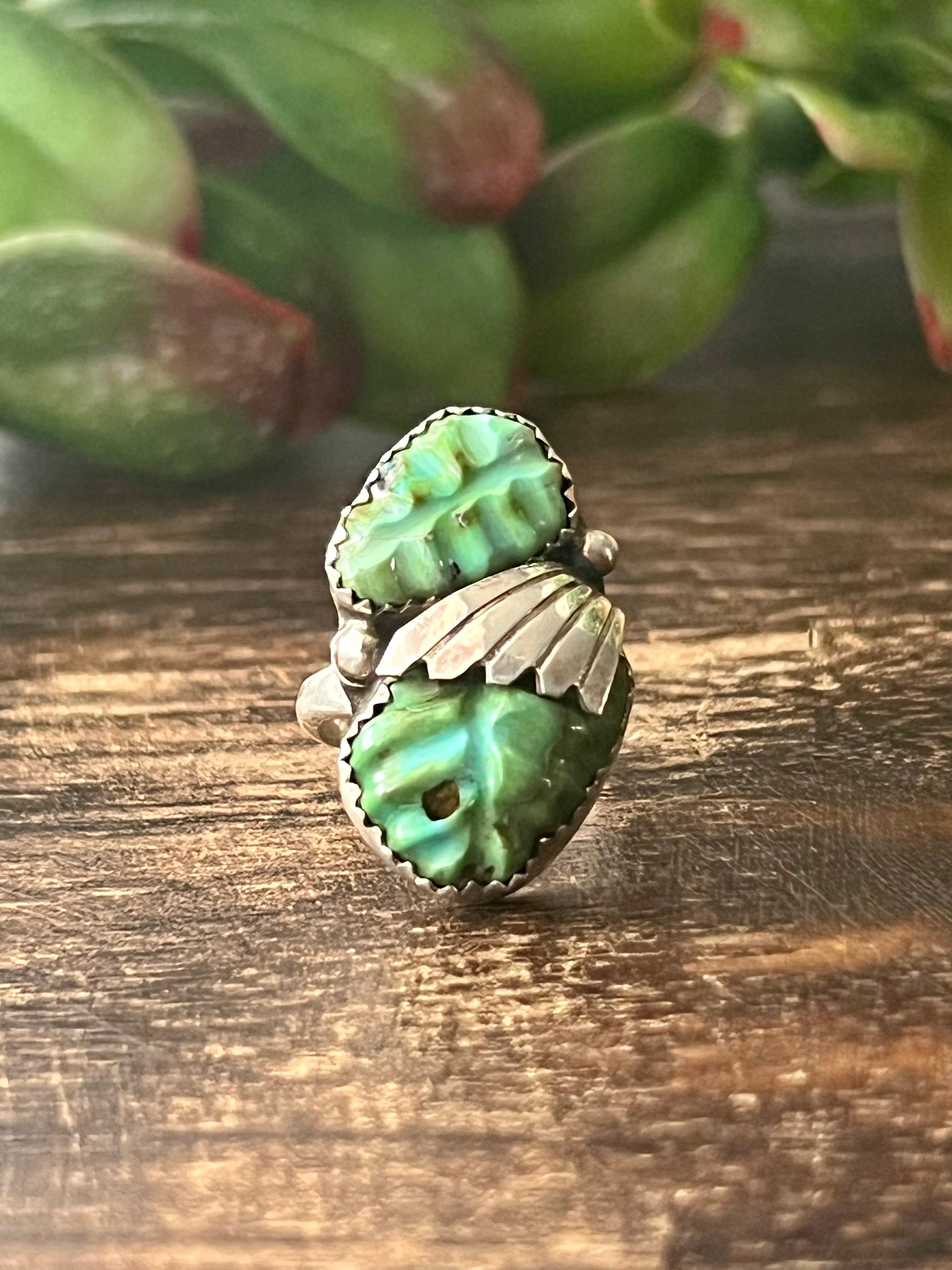 Lyolito Tsette Sonoran Gold Turquoise & Sterling Silver Ring Size 5.5