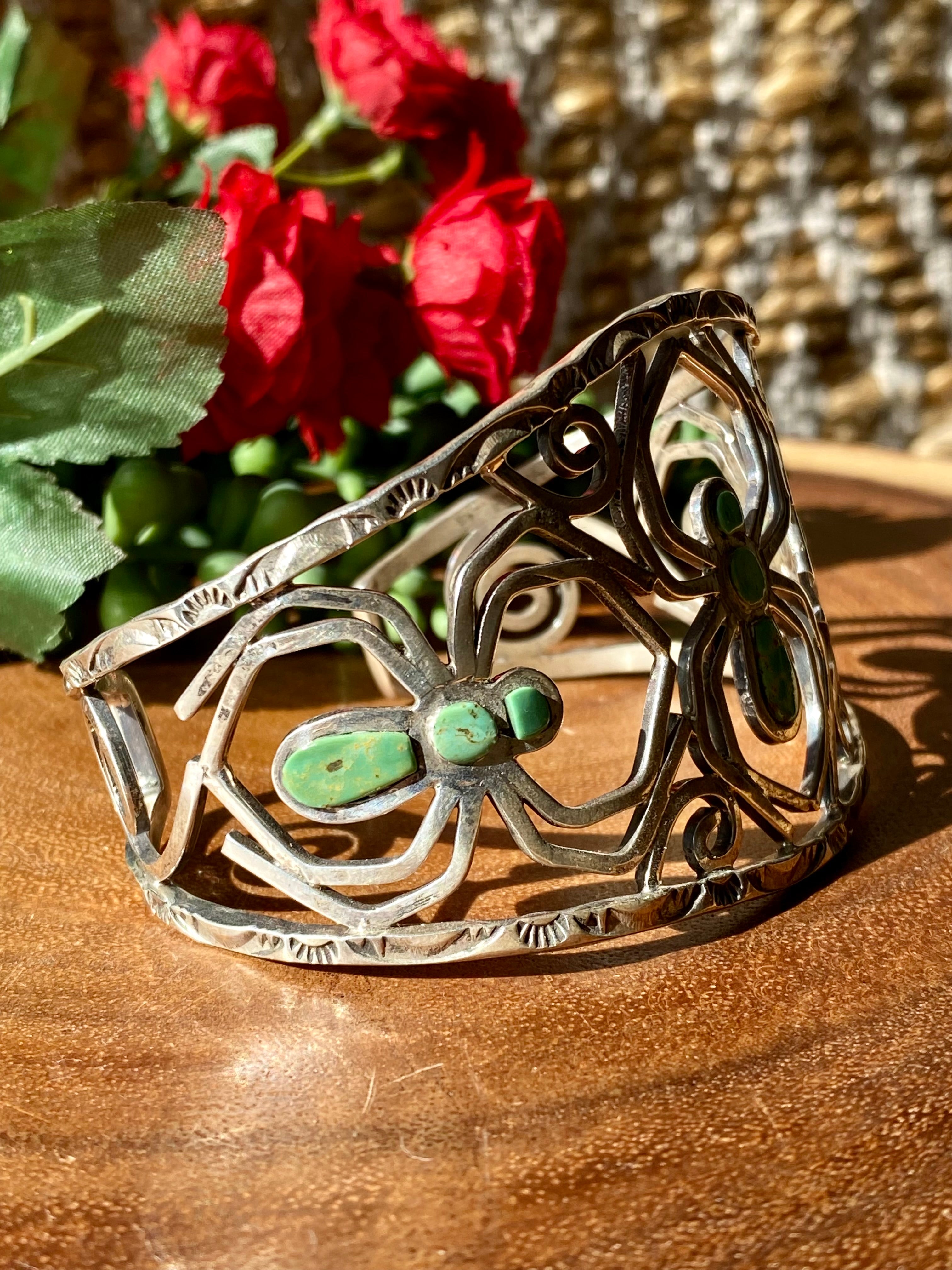 Merle House Kingman Turquoise & Sterling Silver Spider Cuff Bracelet